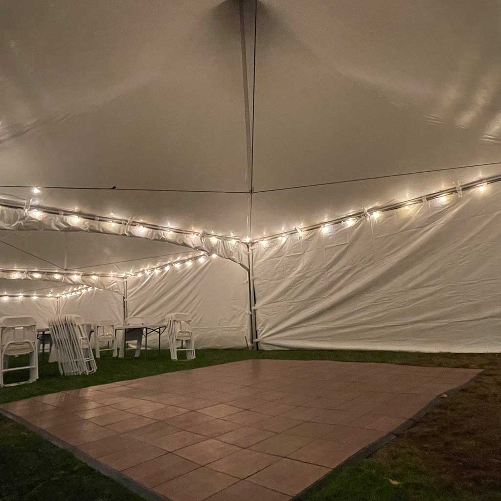 12x12 Dark Maple Dance Floor Tent Rental Bundle