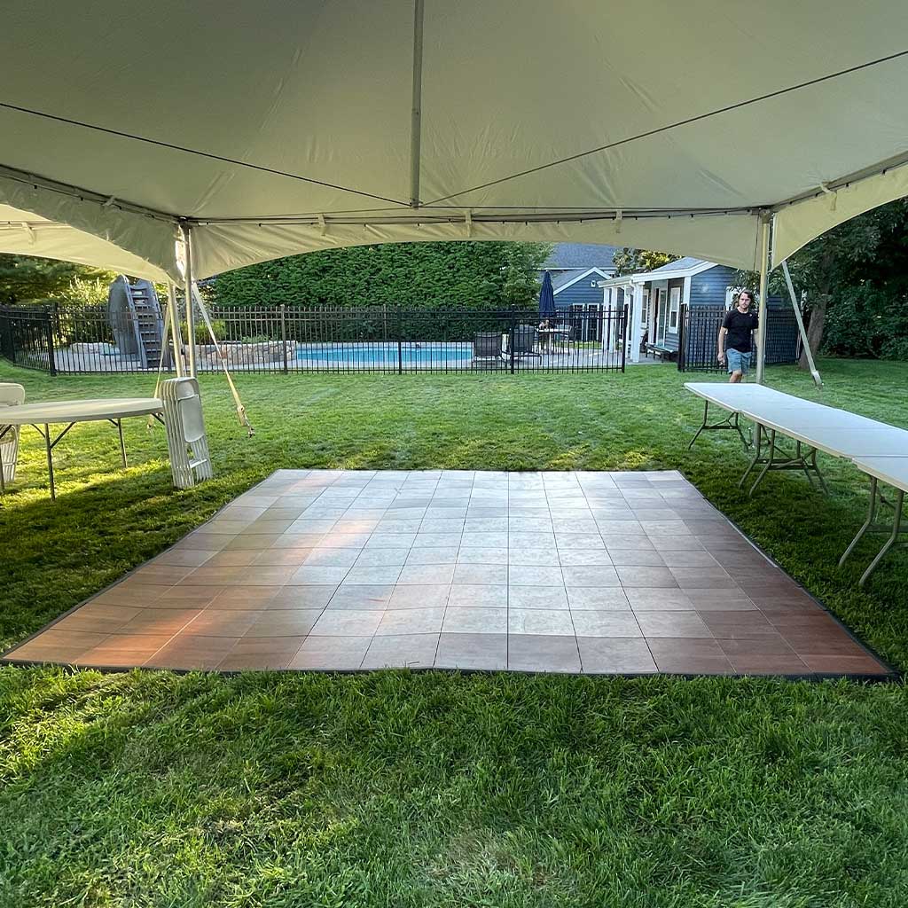 12x12 Dark Maple Dance Floor Rental (Tent Not Included)