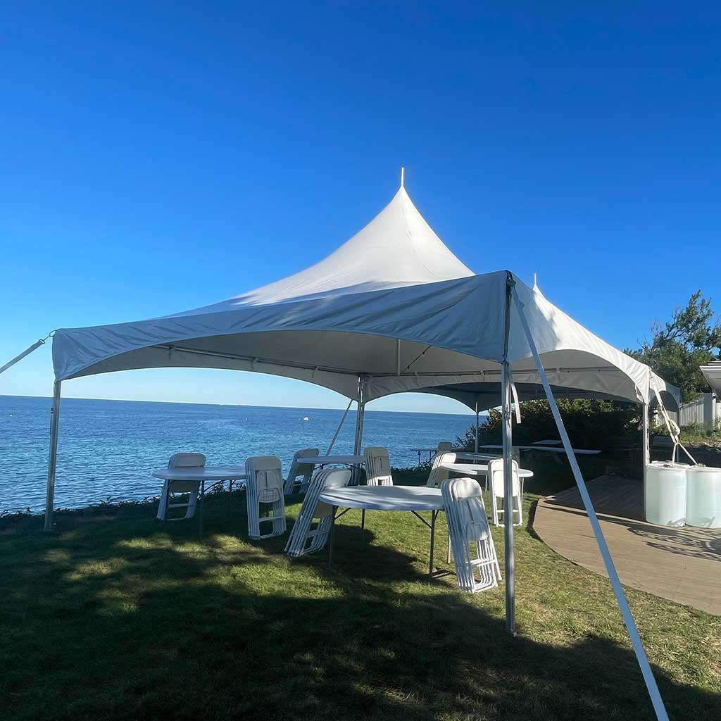 beach tent party 60 Person High Peak Frame Tent Party Package Cape Cod Ma