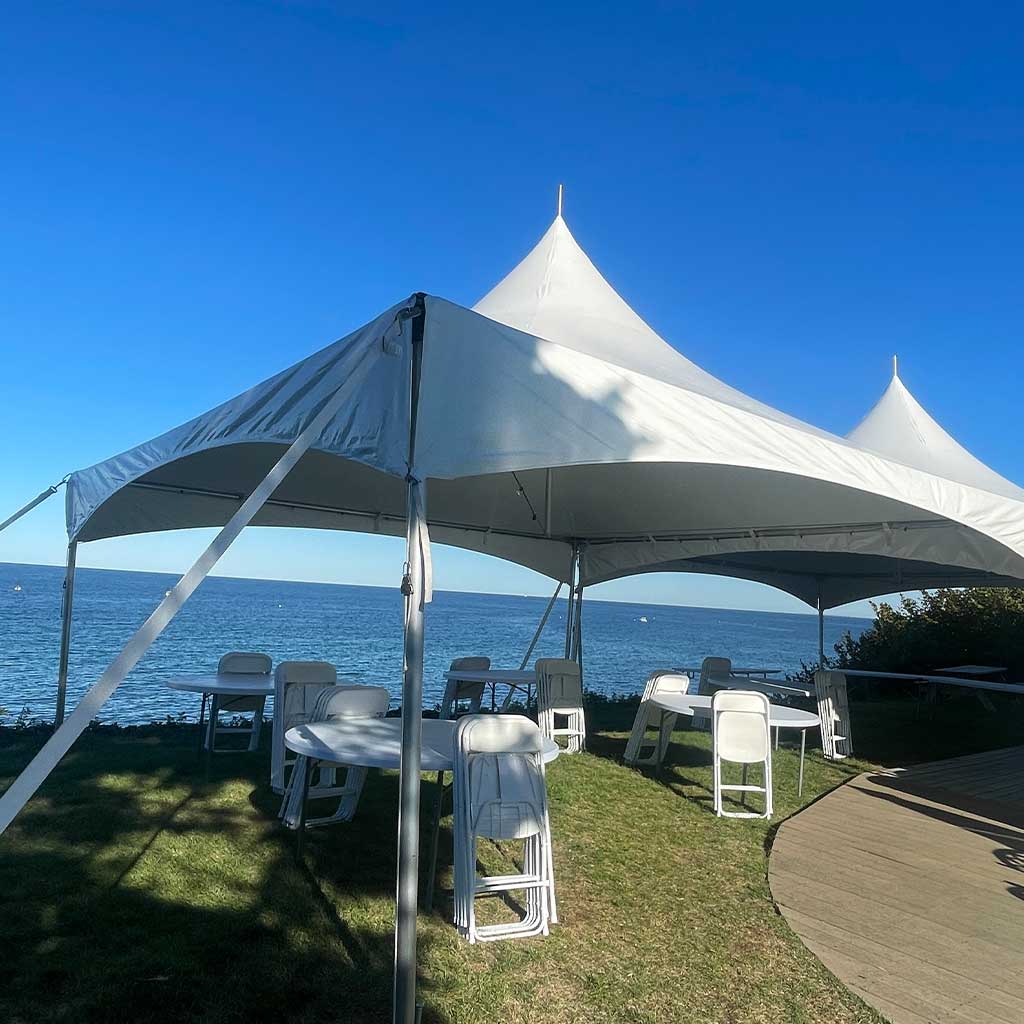 60 Person High Peak Frame Tent Party Package Cape Cod MA cliff 